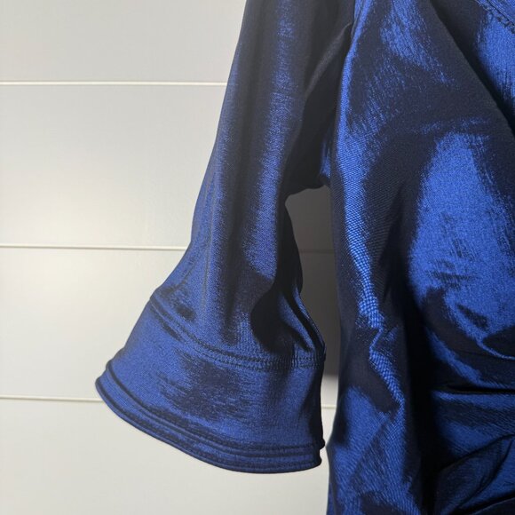 Joseph Ribkoff Vintage Dress Royal Sapphire Moldable Collar and Sleeves Sz 14 - Picture 7 of 10